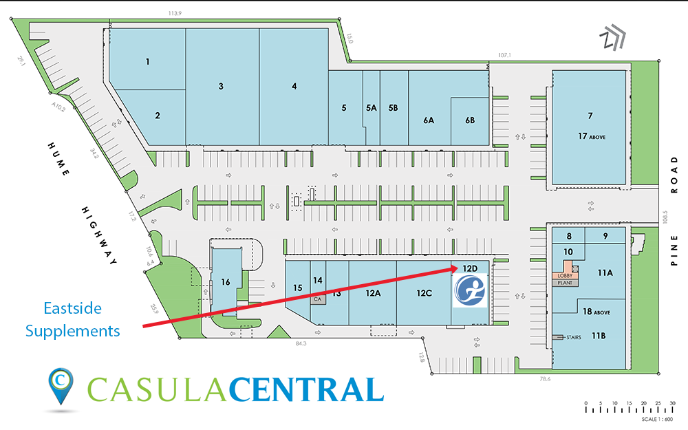 Map showing Eastside Supplements location